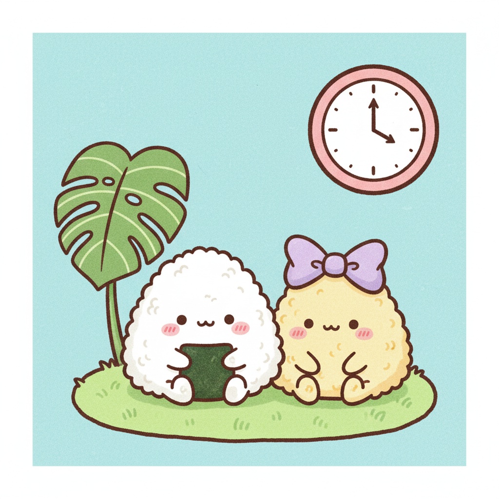 可愛いおにぎりキャラクターのイラスト